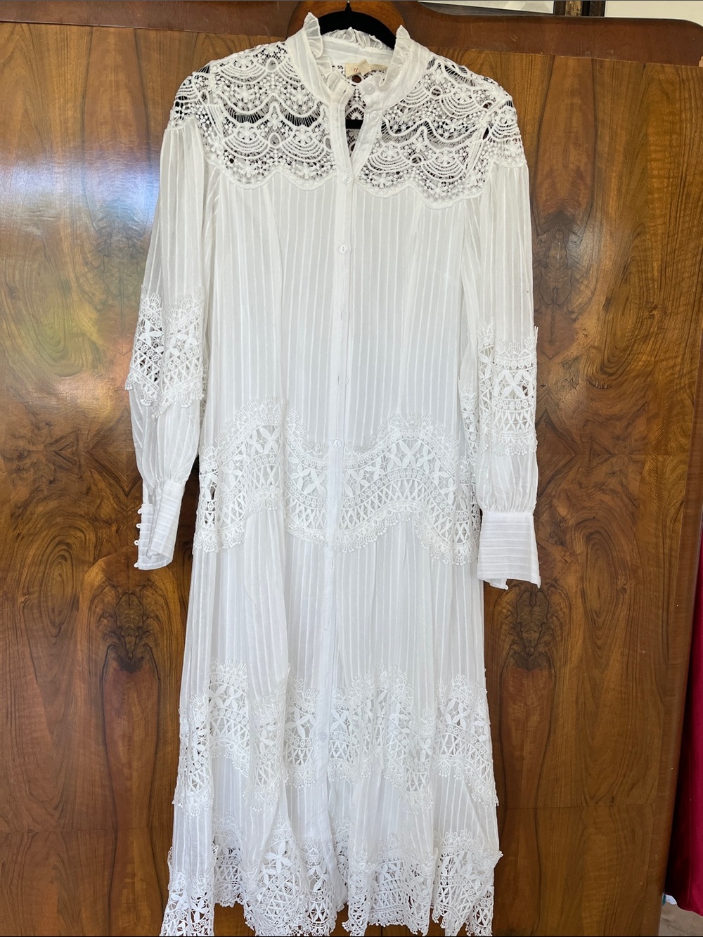 Listicle White Crochet Lace Button-Down Duster/ Romper/Maxi Dress Size Medium
